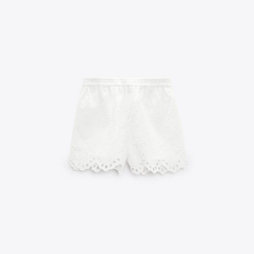 ZARA EMBROIDERED EYLET SHORTS - Picture 5 of 7